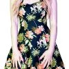 Dr Faust DRESSES Palm Trees And Exotic Flowers Black Retro Midi Dress - Marrama
