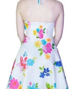 Dr Faust Pastel Flowers White Mini Dress - Armelle