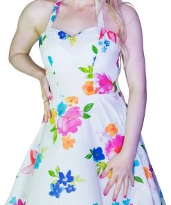 Dr Faust Pastel Flowers White Mini Dress - Armelle