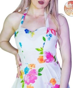 Dr Faust Pastel Flowers White Mini Dress - Armelle