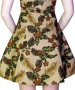 Dr Faust Peanut Brown Flowers Vintage Mini Dress - Joan DRESSES