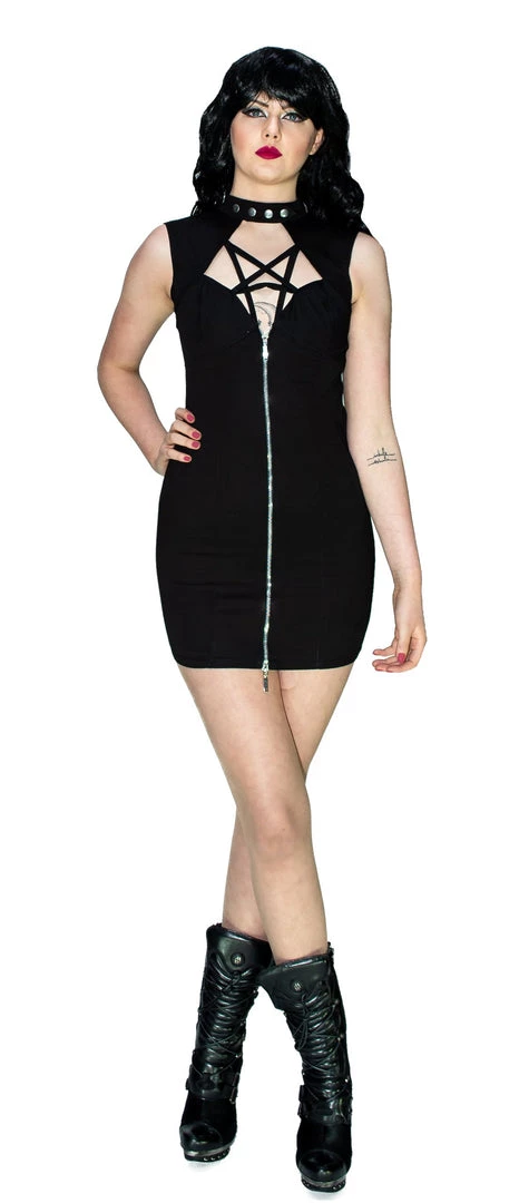 Dr Faust DRESSES Pentagram Black Mini Dress - Jordyn