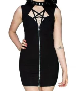 Dr Faust DRESSES Pentagram Black Mini Dress - Jordyn