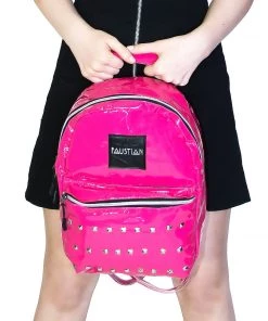 Dr Faust ACCESSORIES Pink Patent Vegan Leather Backpack - Shining