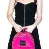 Dr Faust ACCESSORIES Pink Patent Vegan Leather Backpack - Shining