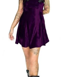 Dr Faust Pretty In Purple Velvet Mini Dress - Hana DRESSES
