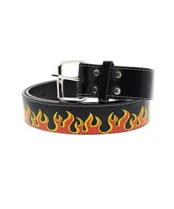Dr Faust Printed Flame Black Vegan Leather Belt - Markus