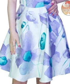Dr Faust Purple And Blue Flowers White Mini Dress - Paloma DRESSES