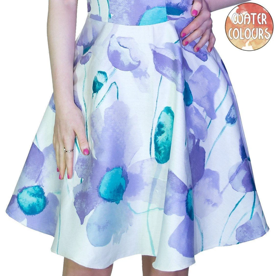 Dr Faust Purple And Blue Flowers White Mini Dress - Paloma DRESSES