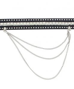 Dr Faust ACCESSORIES Pyramids & Conical Studs Black Vegan Leather Belt - Corbin