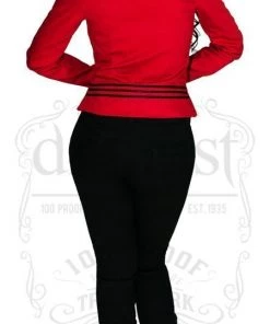 Dr Faust Black Military Swirl Braid Red Short Cotton Jacket - Fiorenza JACKETS