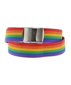 Dr Faust Rainbow Stripe Canvas Webbing Belt - Eduardo