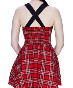 Dr Faust Rebel Red Tartan Mini Dress - Harmony DRESSES