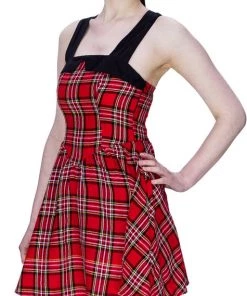 Dr Faust Rebel Red Tartan Mini Dress - Harmony DRESSES