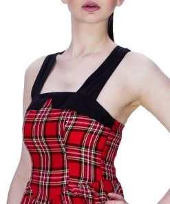 Dr Faust Rebel Red Tartan Mini Dress - Harmony DRESSES