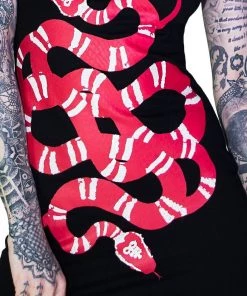 Dr Faust Red Crawling Snake Leviathan Black Mini Dress - Rosalyn DRESSES 9 Dr Faust Red Crawling Snake Leviathan Black Mini Dress - Rosalyn DRESSES