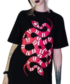 Dr Faust OMEN COLLECTIONNEW Diamond King Red Crawling Snake Black T-Shirt - Sutton
