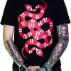 Dr Faust OMEN COLLECTIONNEW Diamond King Red Crawling Snake Black T-Shirt - Sutton