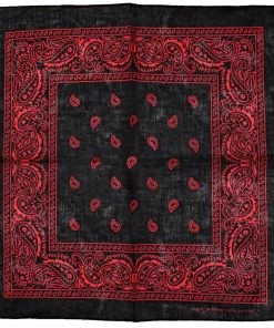 Dr Faust Red Design Black Cotton Bandana - Everard Bandanas