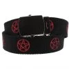 Dr Faust Red Pentagram Black Canvas Webbing Belt - Ezra