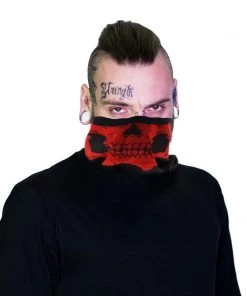 Dr Faust Red Skull Outlaw Jaw Face Mask Covering - Jason
