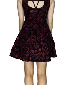 Dr Faust DRESSES Red Mystical Spell Black Mini Dress - Francesca