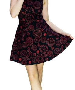 Dr Faust DRESSES Red Mystical Spell Black Mini Dress - Francesca