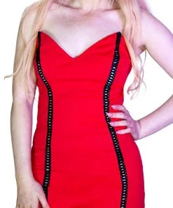 Dr Faust Red Party Lace-Up Mini Dress - Jana