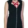 Dr Faust DRESSES Red Pentagram Black Mini Dress - Francie