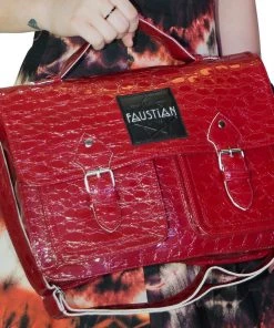 Dr Faust Red Vegan Leather Cross Body Satchel Bag - Harlow ACCESSORIES