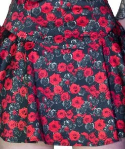 Dr Faust Red And Grey Roses Mini Dress - Edith