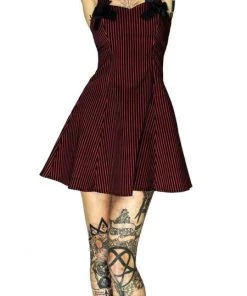 Dr Faust Red And Black Pin Striped Sharp Mini Dress - Lucy