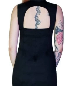 Dr Faust Ribbon Lace-Up Choker Black Mini Dress - Margery DRESSES