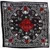 Dr Faust Bandanas Roses And Skulls Black Cotton Bandana - Jean 1 Dr Faust Bandanas Roses And Skulls Black Cotton Bandana - Jean