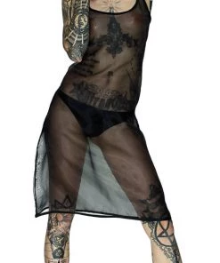 Dr Faust Scoop Neck Black Sheer Mini Dress - Summer