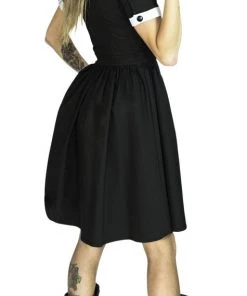 Dr Faust DRESSES Short Sleeve Wednesday Addams Black Mini Dress - Samara