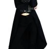 Dr Faust JACKETS Brocade Silver Details Long Black Cotton Coat - Matilda