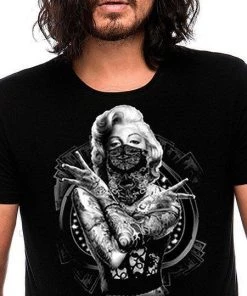 Dr Faust Tattoed Marilyn Monroe Black Men's T-Shirt - Oliver