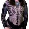 Dr Faust Skeleton Printed Fish Net Black Sheer Mini Dress - Sabine