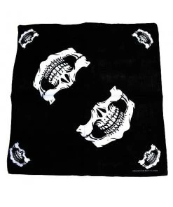 Dr Faust Dead Outlaw Skull Jaw Black Cotton Bandana - Lecter