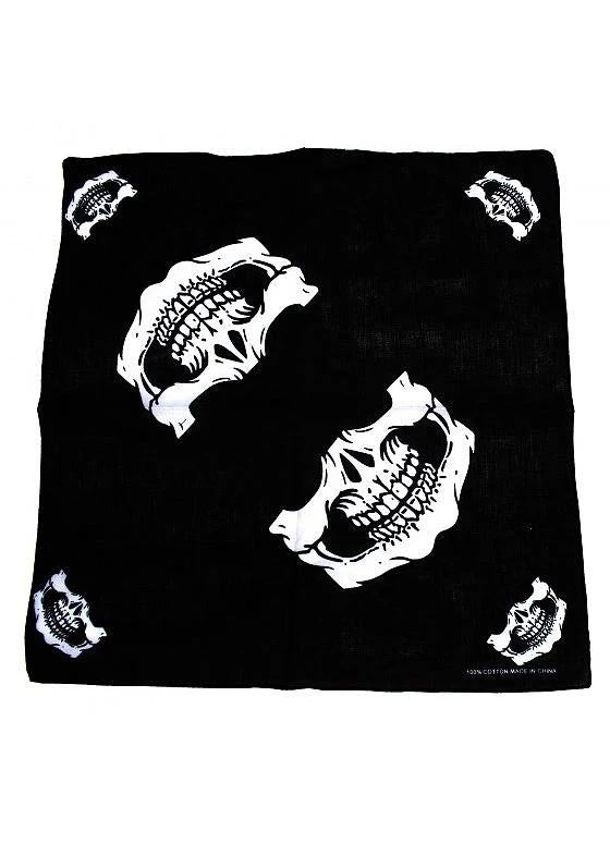 Dr Faust Dead Outlaw Skull Jaw Black Cotton Bandana - Lecter 3 Dr Faust Dead Outlaw Skull Jaw Black Cotton Bandana - Lecter
