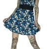 Dr Faust Skulls And Blue Roses Mini Dress - Victoria DRESSES