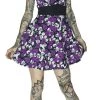Dr Faust Skulls And Purple Roses Mini Dress - Michelle