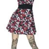 Dr Faust Skulls And Red Roses Mini Dress - Ember DRESSES