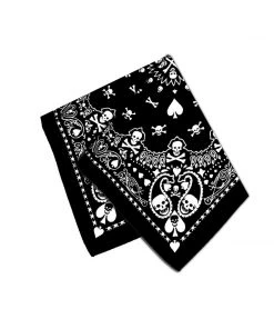 Dr Faust Bandanas Skulls Playing Cards Black Cotton Bandana - Robert