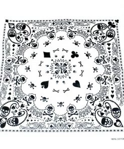 Dr Faust Skulls Playing Cards White Cotton Bandana - Robert