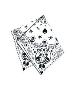 Dr Faust Skulls Playing Cards White Cotton Bandana - Robert