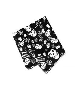 Dr Faust Skulls And Skeleton Hands Black Cotton Bandana - Glenn Bandanas