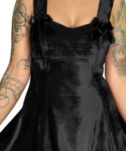 Doctor Faust Elegant Black Halterneck Velvet Dress - Skylar DRESSES