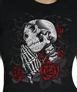 Dr Faust Praying Skull And Roses T-Shirt - Rivka